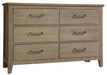Vaughan-Bassett Passageways Deep Sand 6 Drawer Dresser in Medium Brown image
