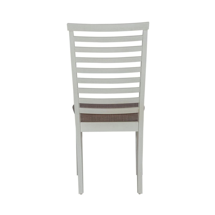 Liberty Furniture Brook Bay Uph Ladder Back Side Chair (Set of 2) in Textured White