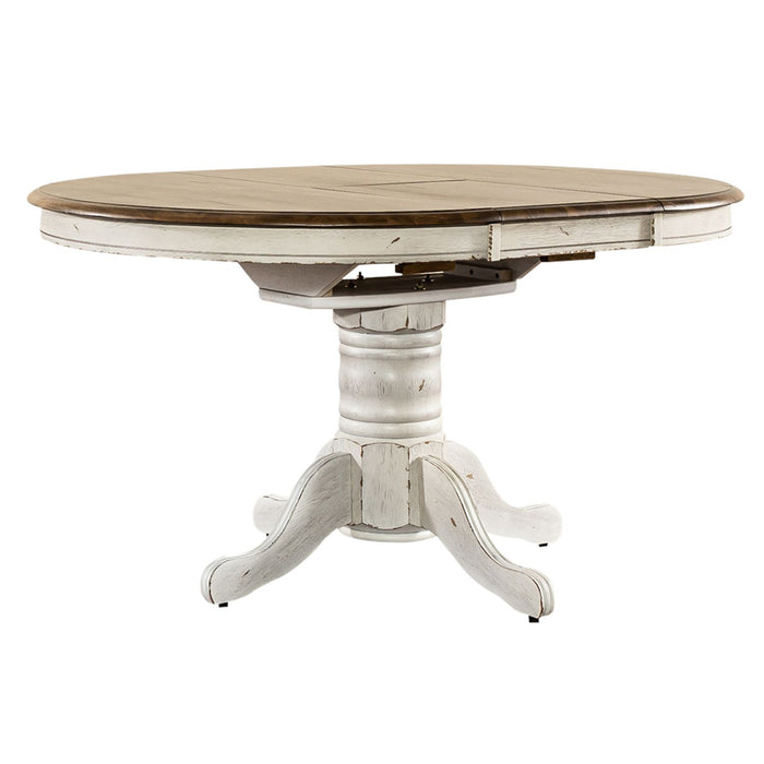 Carolina Crossing 5 Piece Pedestal Table Set- White - Smokey Mountain Furniture (NC)