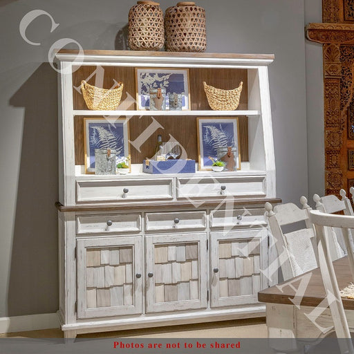 Liberty Furniture River Place Server & Hutch in Riverstone White & Tobacco image