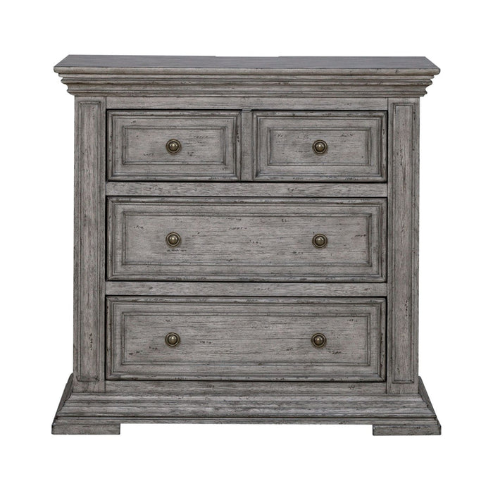 Liberty Furniture Big Valley Bedside Chest with Charging Station in Graystone