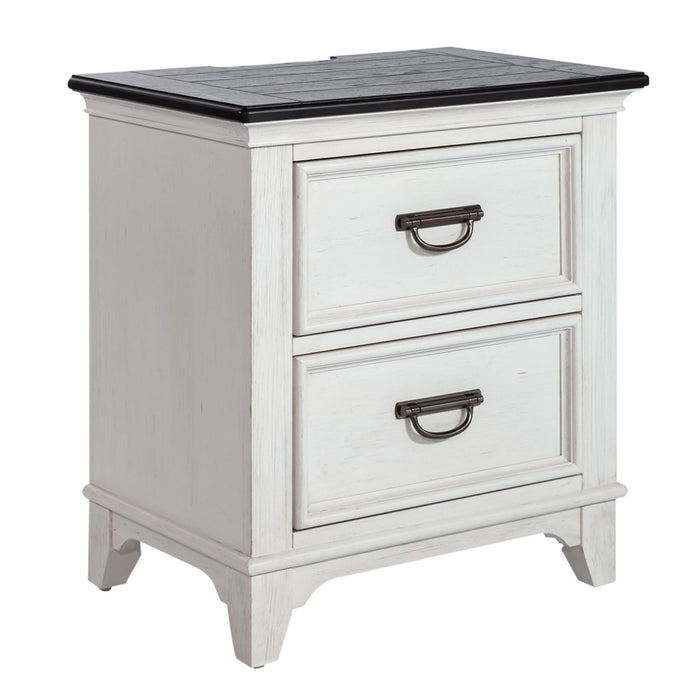 Allyson Park 2 Drawer Nightstand with Charging Station in White - Smokey Mountain Furniture (NC)
