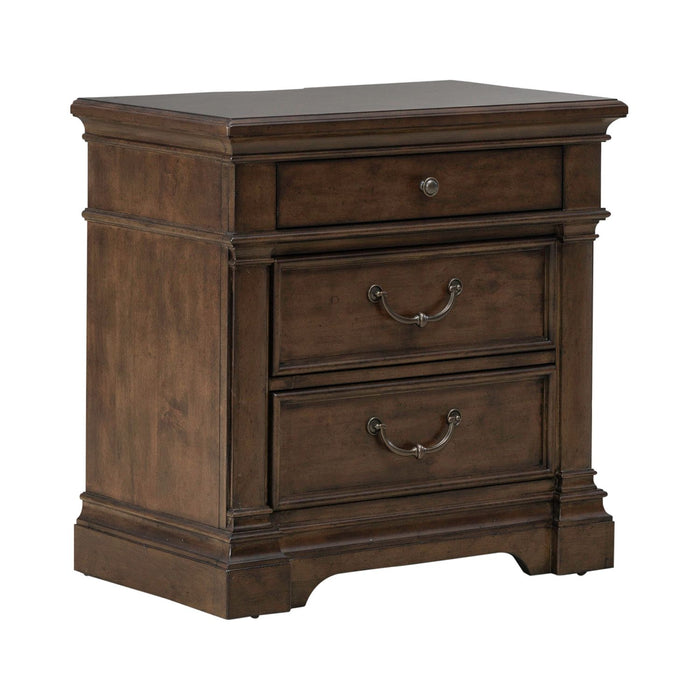 Arden Road Nightstand with Charging Station in Satin Cherry - Smokey Mountain Furniture (NC)