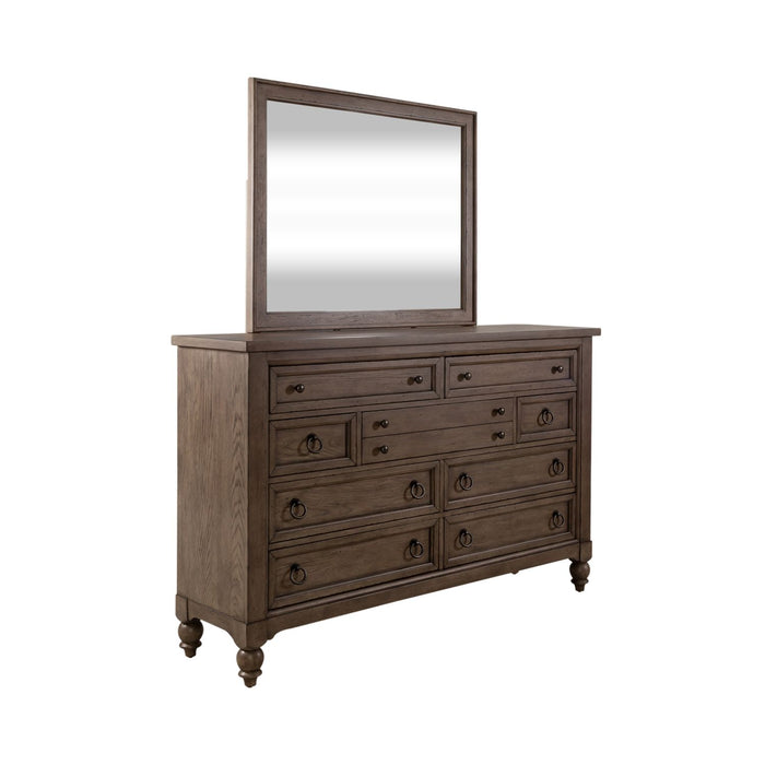 Americana Farmhouse Queen Sleigh Bed, Dresser & Mirror - Smokey Mountain Furniture (NC)