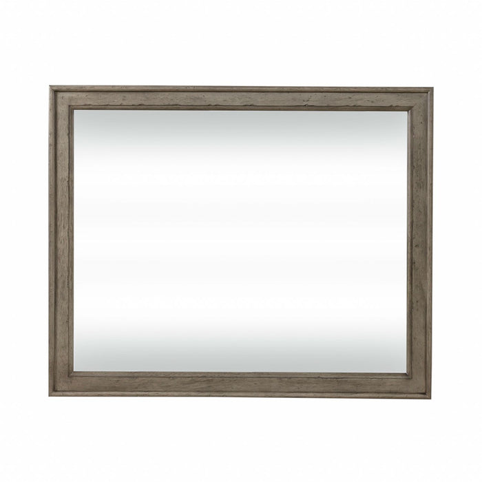 Americana Farmhouse Landscape Mirror in Dusty Taupe and Black