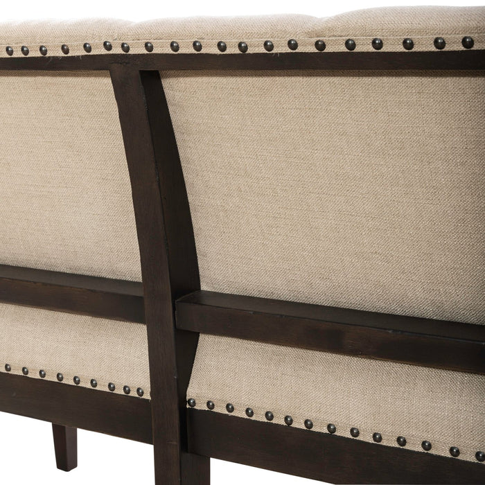 Americana Farmhouse Uph Shelter Dining Bench in Dusty Taupe & Black