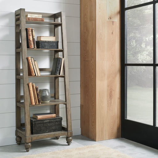 Liberty Furniture Americana Farmhouse Leaning Pier Bookcase in Dusty Taupe image