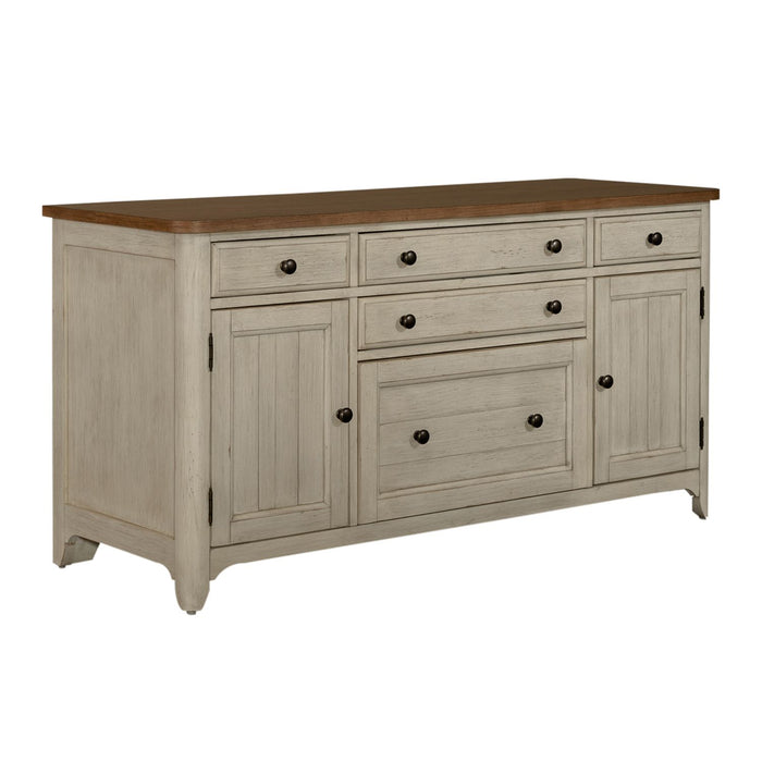 Farmhouse Reimagined Door Credenza in Antique White - Smokey Mountain Furniture (NC)
