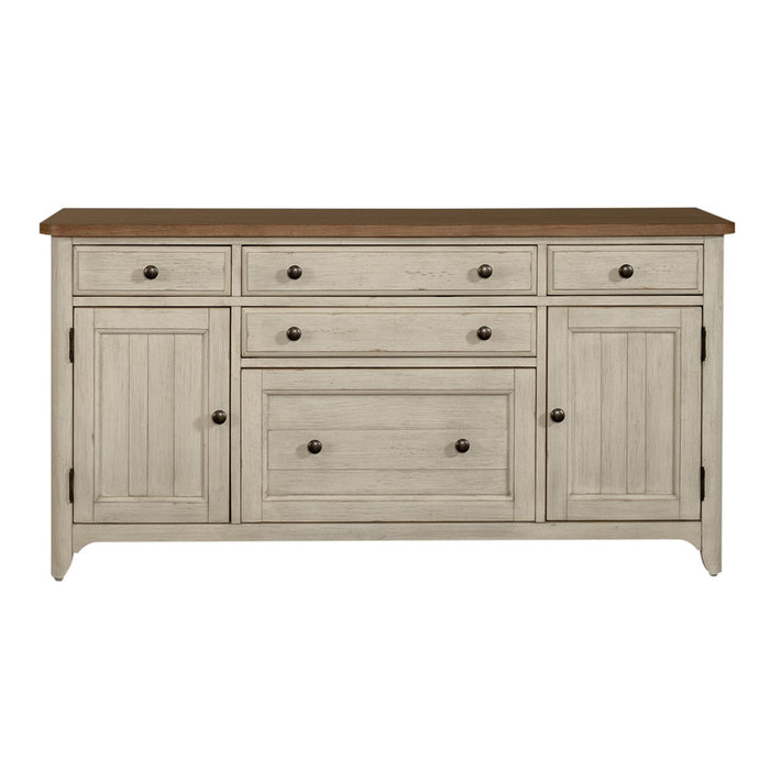 Farmhouse Reimagined Door Credenza in Antique White - Smokey Mountain Furniture (NC)