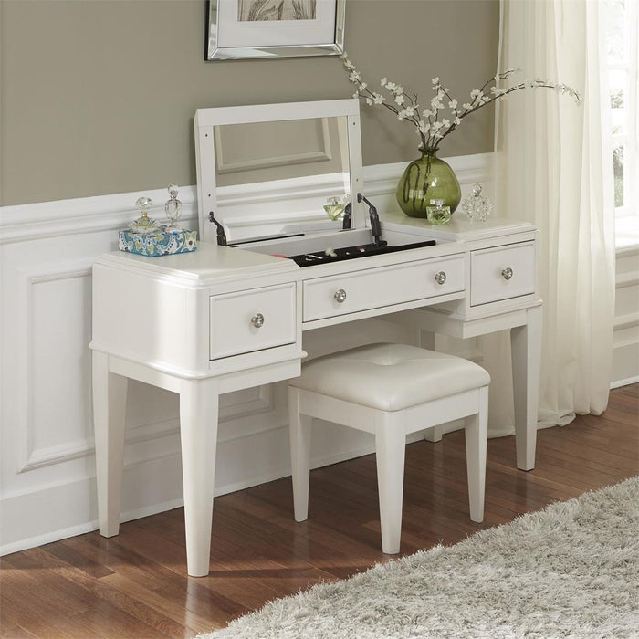 Liberty Furniture Stardust Vanity Desk in Iridescent White