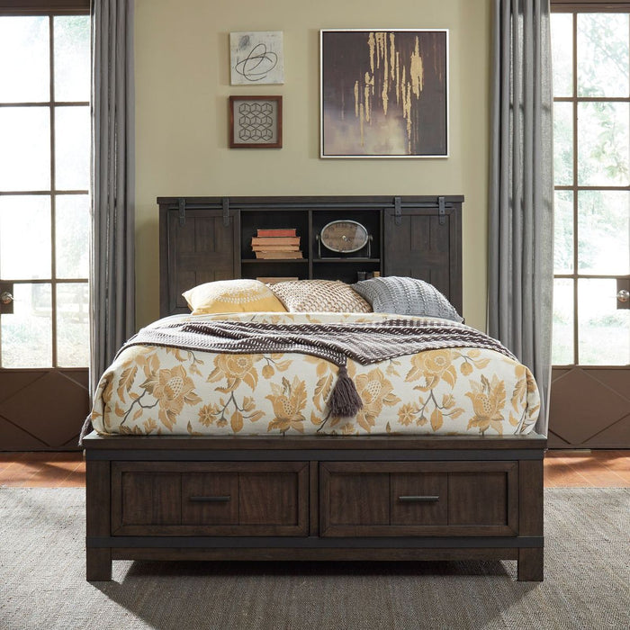 Liberty Furniture Thornwood Hills Queen Bookcase Bed in Rock Beaten Gray image