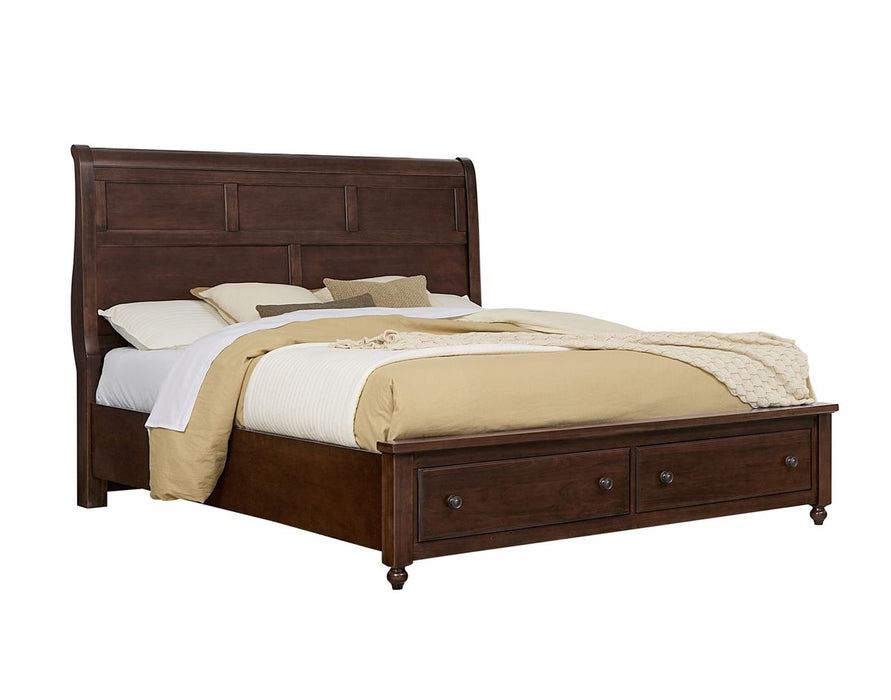 Vaughan Bassett Vista Queen Sleigh Storage Bed in Warm Cherry image