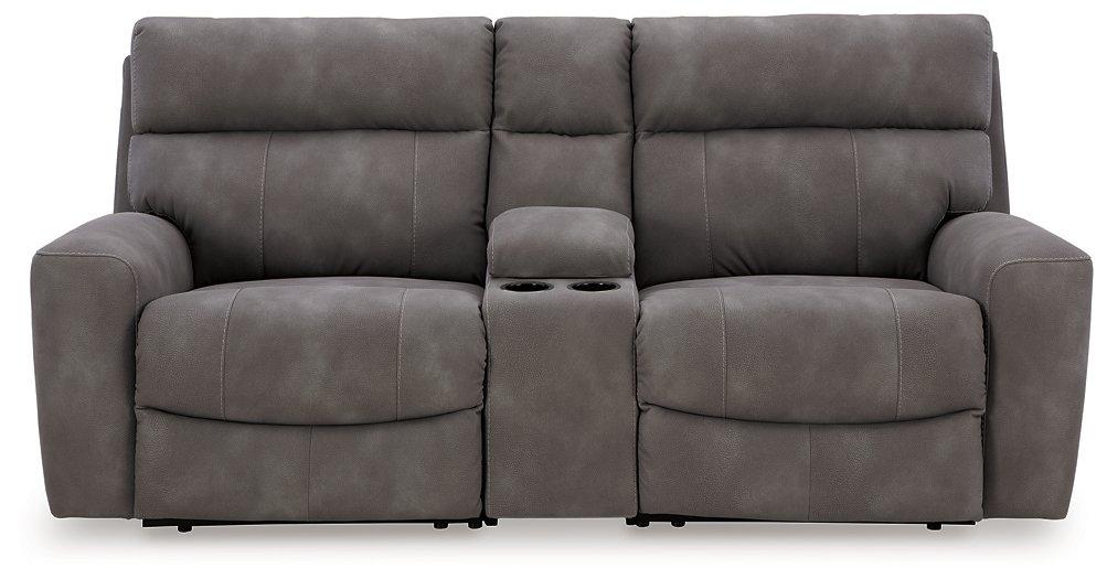 Next-Gen DuraPella Power Reclining Sectional Loveseat with Console - Smokey Mountain Furniture (NC)