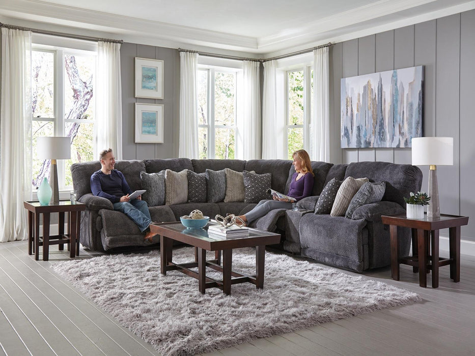 Catnapper Furniture Burbank Power Lay Flat Left Side Facing Recliner in Smoke