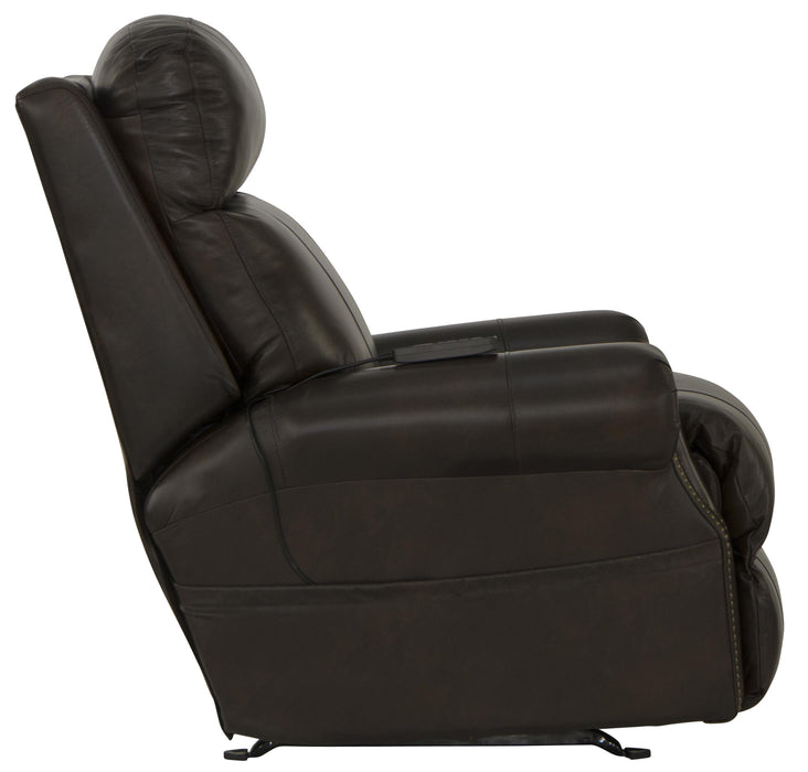 Vito Leather Power Rocker Recliner with Power Adjustable Headrest and Lumbar and CR3 Therapeutic Massage