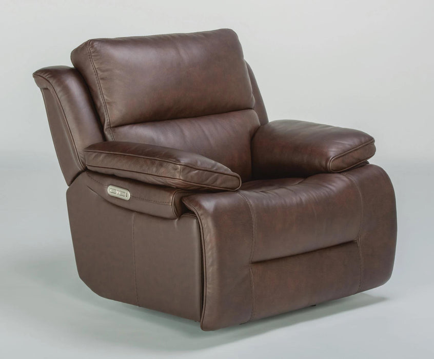 Flexsteel Latitudes Apollo Leather Power Gliding Recliner with Power Headrest in Brown