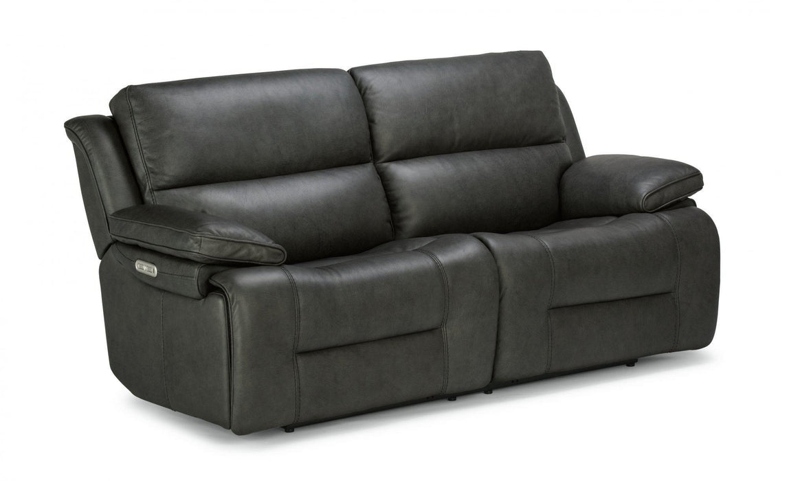 Flexsteel Latitudes Apollo Leather Power Reclining Sofa w/Power Headrests in Black