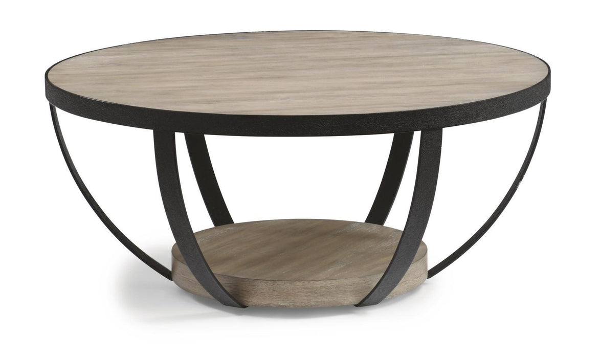 Flexsteel Compass Round Cocktail Table in Gray/Black
