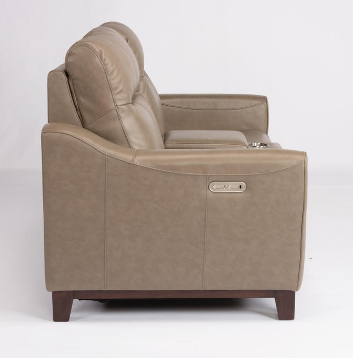 Flexsteel Latitudes Forte Leather Power Reclining Loveseat w/Console & Power Headrests