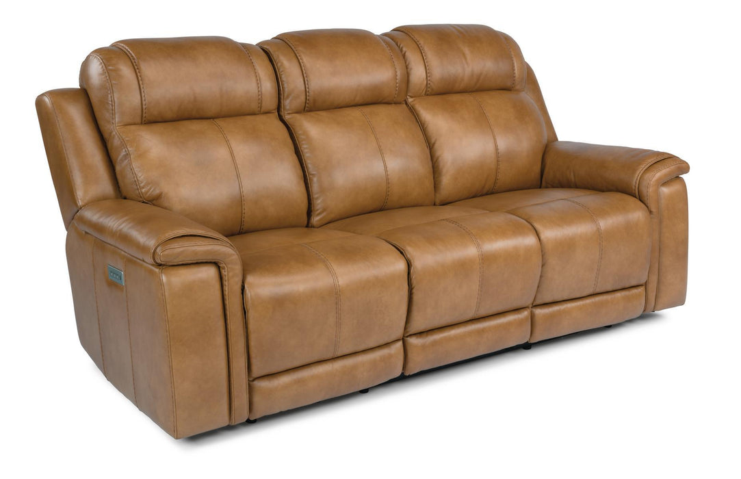 Flexsteel Latitudes Kingsley Leather Power Reclining Sofa w/Power Headrests