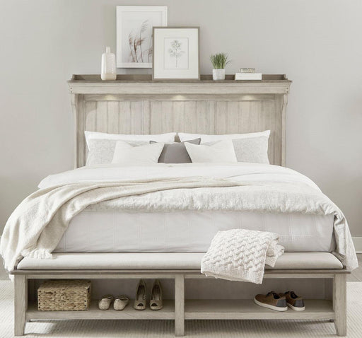 Liberty Furniture Ivy Hollow Queen Mantle Storage Bed in Weathered Linen image