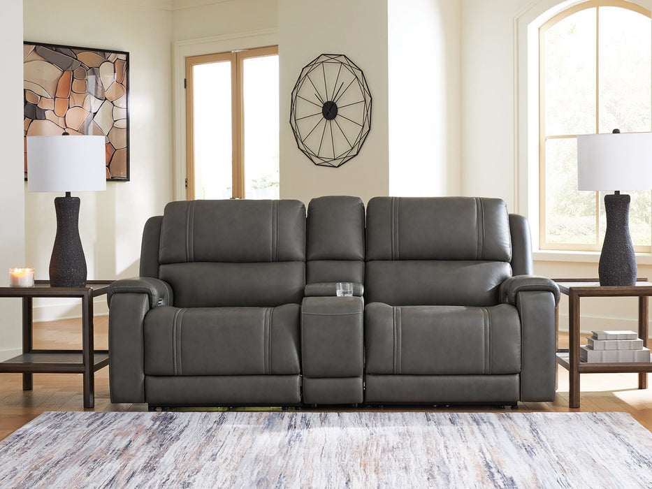 5Z - Pittson Power Reclining Sectional Loveseat with Console - Smokey Mountain Furniture (NC)