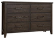 Vaughan-Bassett Passageways Charleston Brown 6 Drawer Dresser in Dark Brown image
