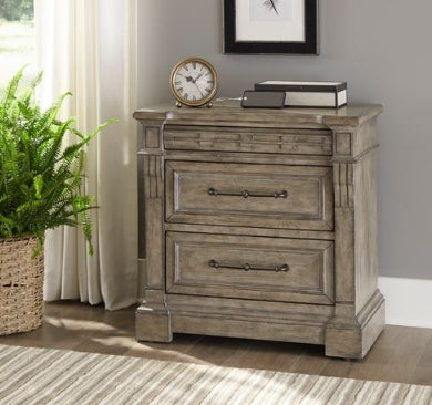 Liberty Furniture Town & Country 3 Drawer Nightstand w/ Charging Station in Dusty Taupe