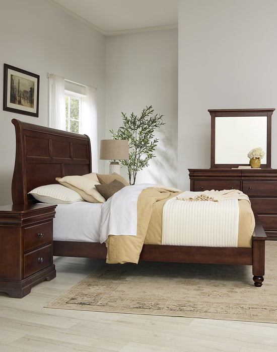 Vaughan Bassett Vista King Sleigh Bed in Warm Cherry